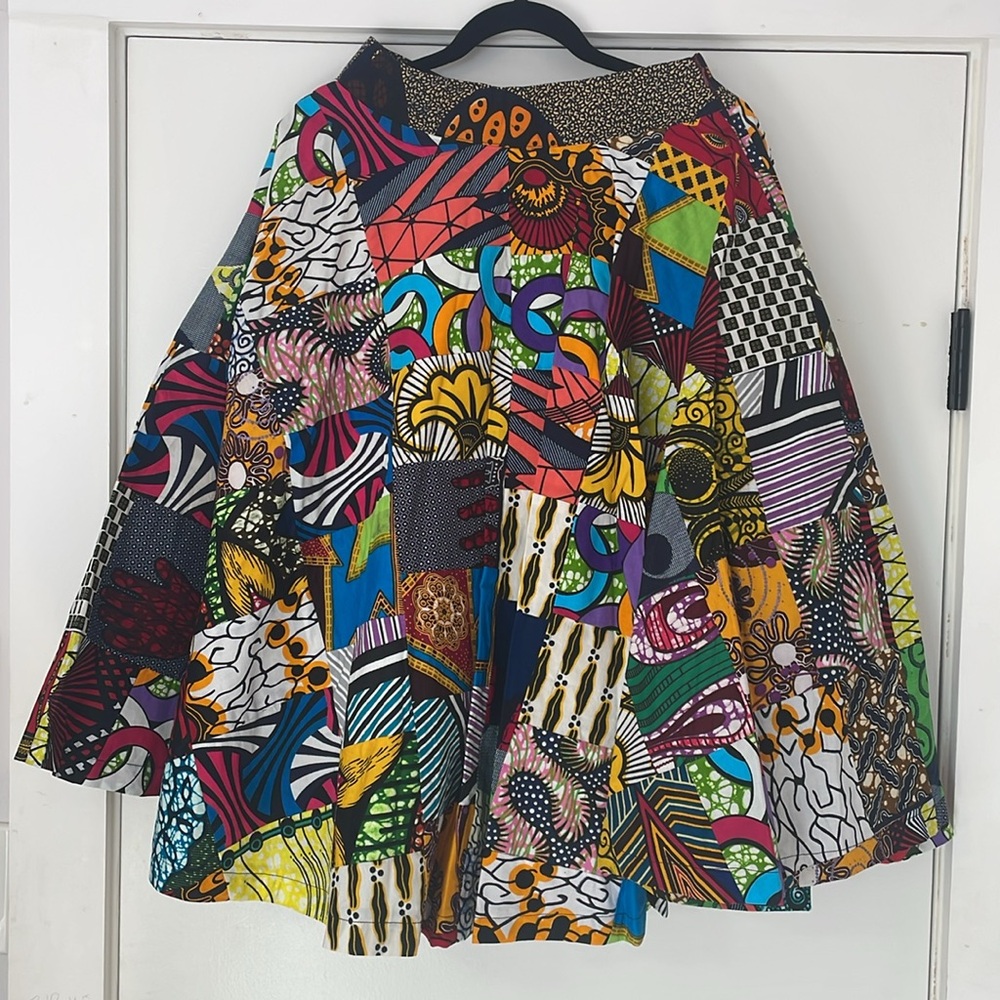 Ankara Colorful Patchwork Women's Skirt, Size Medium, Brand New, MIDI Length